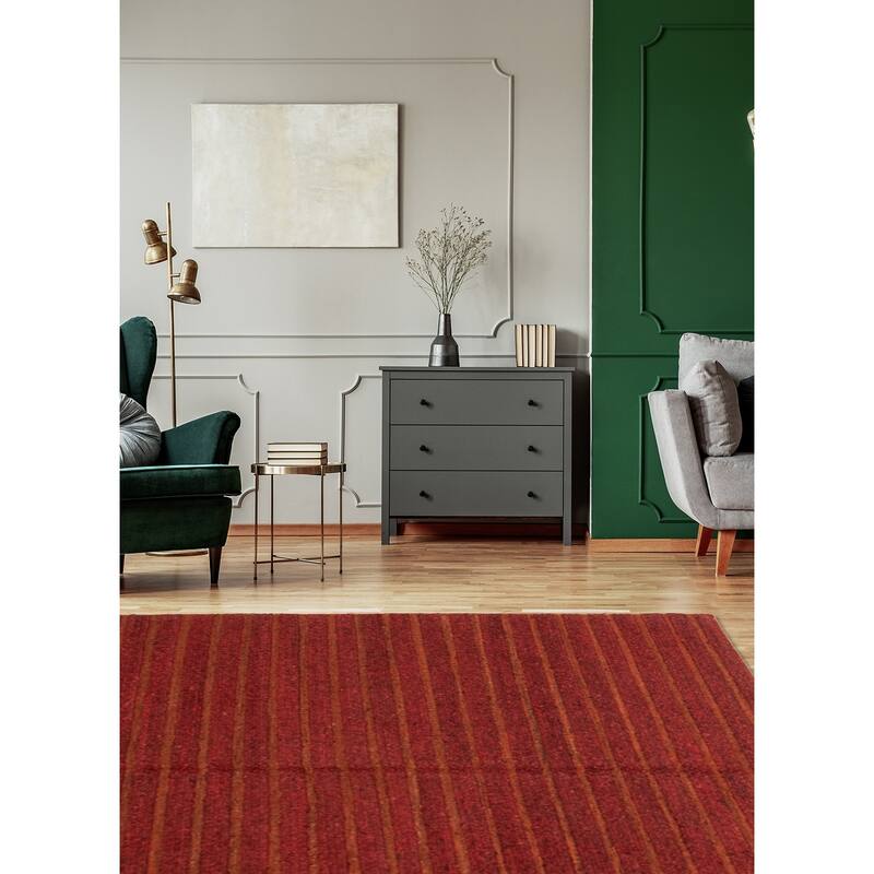 ECARPETGALLERY Flat-Weave Natural Red Wool Tapestry Kilim - 6'7 x 6'4