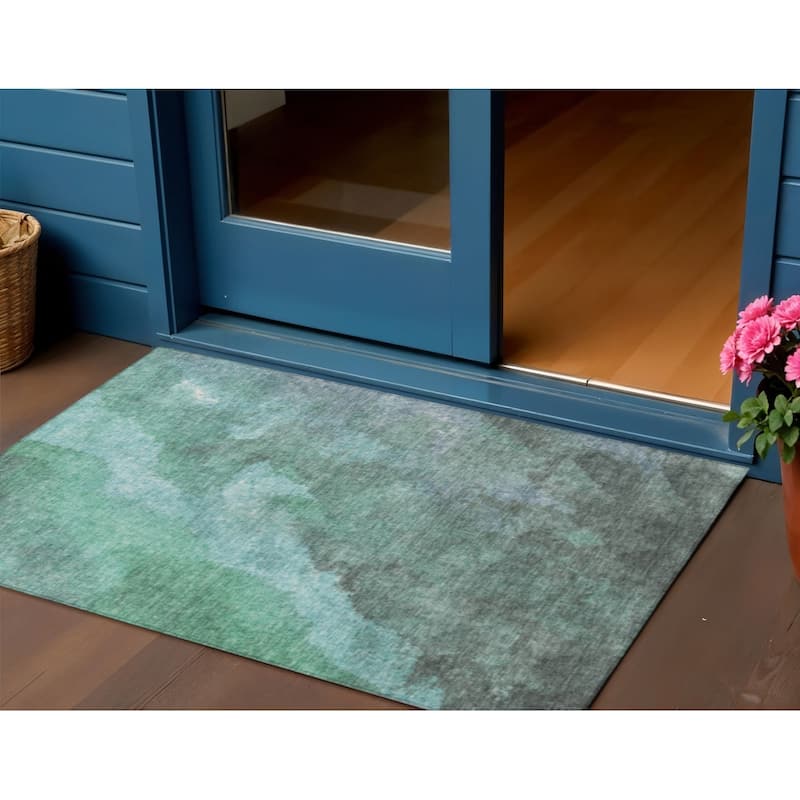 HomeRoots Abstract Transitional Rectangle Outdoor Rug - 3' x 5'