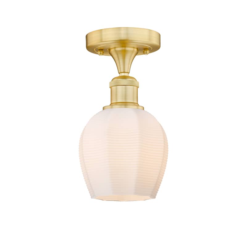 Innovations Lighting Edison Norfolk - 1 Light 6" Semi-Flush Mount - Satin Gold/Matte White