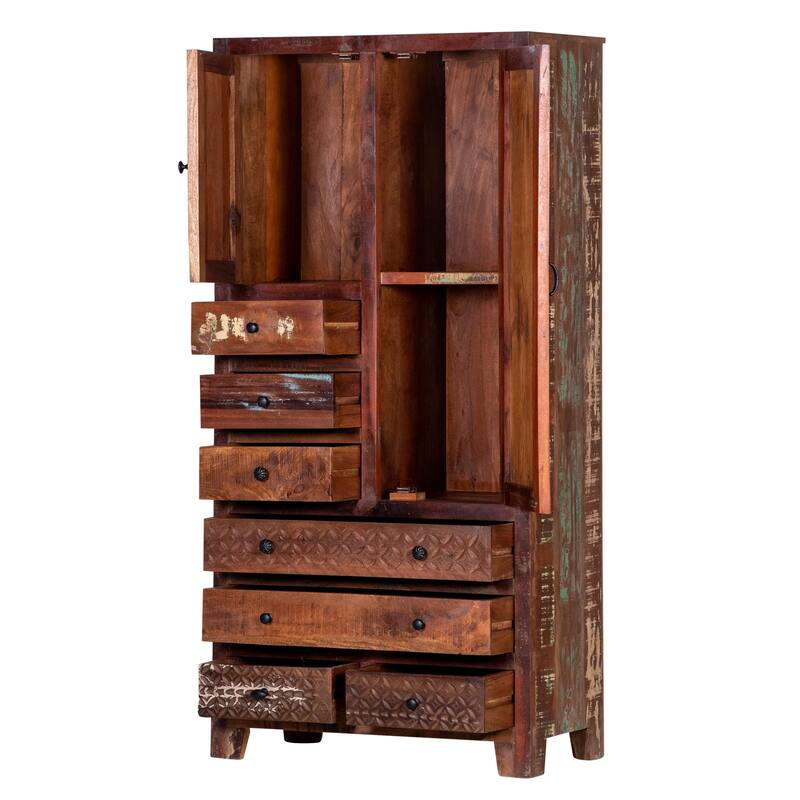 Maadze Solid Wood Freestanding Wardrobe Cabinet - N/A