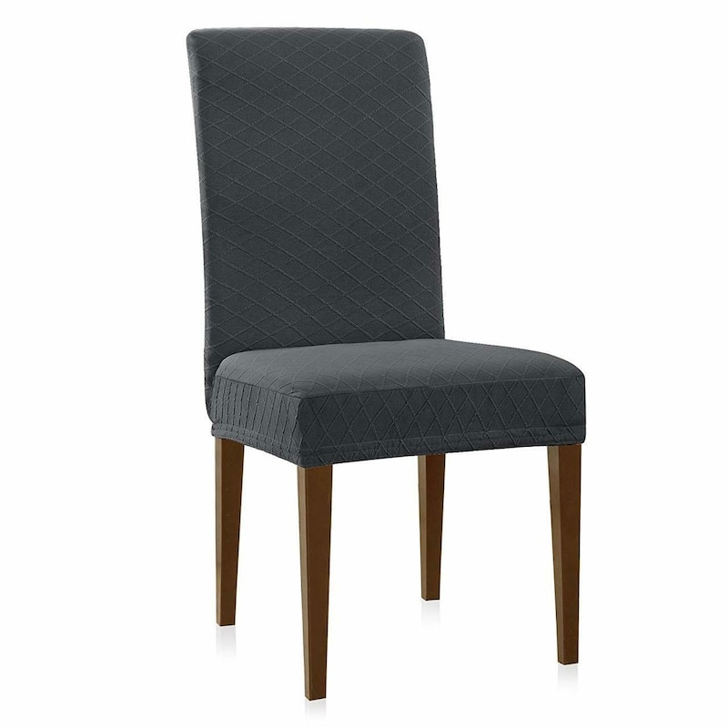 Enova Home Rhombus Jacquard Stretchy Universal Dining Chair Slipcovers Set of 4 - Gray