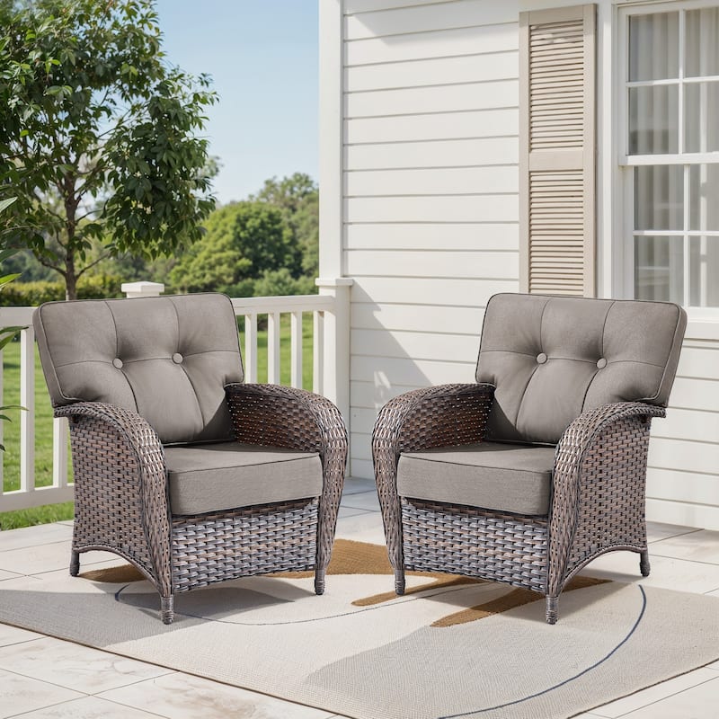 Gymojoy Wide T-Shaped High Back Outdoor Chairs Set with 5-inch Cushion for Patio & Balcony