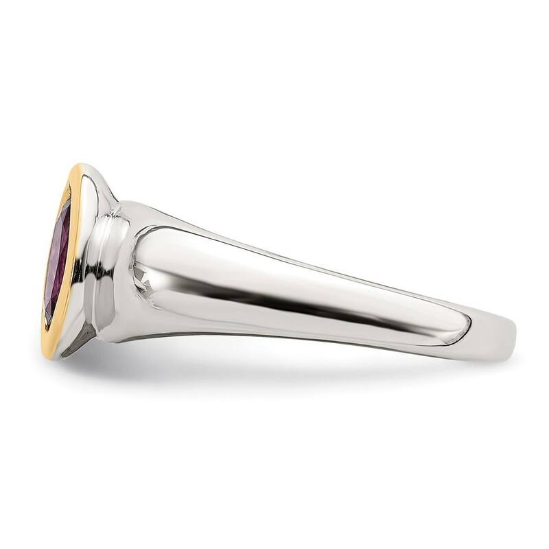 Curata 925 Sterling Silver With 14k Accent Rhodolite Garnet Oval Ring