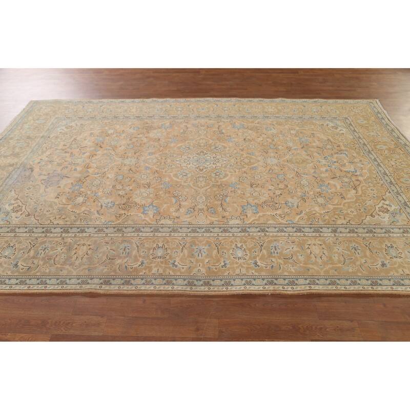 Mashad Persian Vintage Area Rug Hand-Knotted Wool Carpet - 6'6"x 9'10"