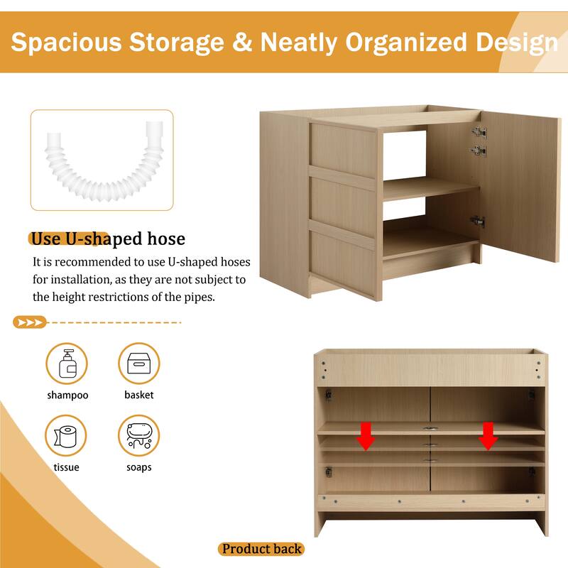 Malwee 36"/42"/48" FreeStanding Bathroom Vanity Without Sink