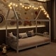 preview thumbnail 5 of 12, Wood House Bed with Guardrail and LED