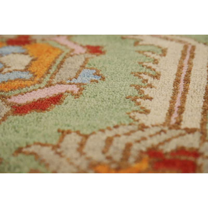 Hand Knotted Oriental 100% Wool Carpet Traditional Geometric Green Heriz (serapi) Area Rug - 9' 10'' X 8' 0''