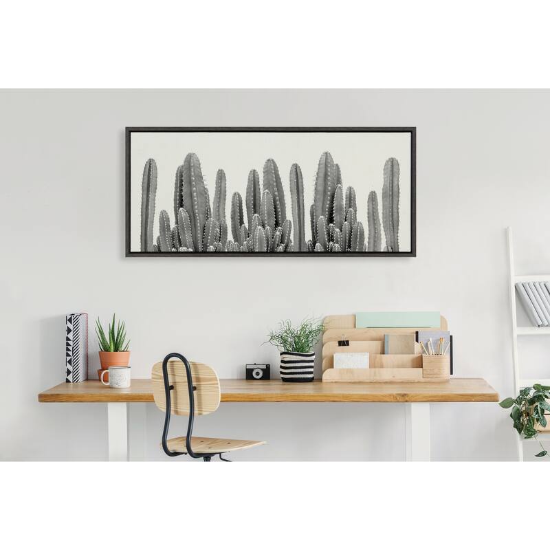 Kate and Laurel Cactus Garden Canvas by The Creative Bunch Studio - 18x40 - Plastic - Grey