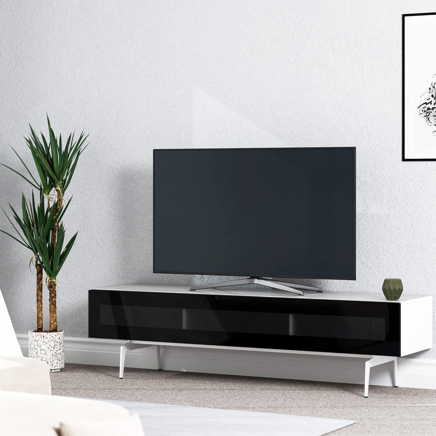 White tv deals stand black legs
