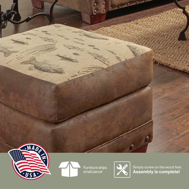 American Furniture Classics Model 8501-00-70 Angler's Cove Arm Chair with Matching Ottoman