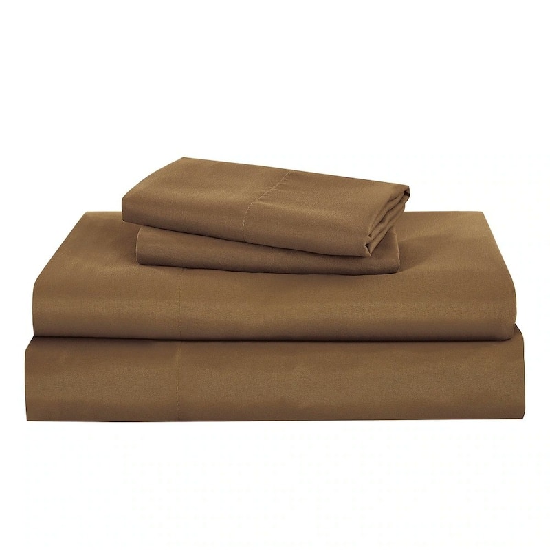 9 Piece Bed-in-a-Bag Brown Floral Solid Soft Bedding Comforter Set