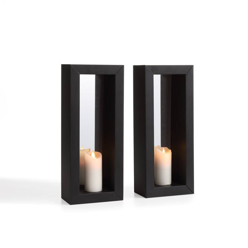 Metal Frame Wall Sconce Candle Holders - 16.75" - Set of 2