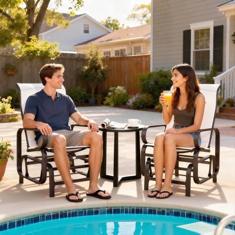Outsunny Outdoor Glider Chair Set of 2, Gliders for Outside Patio with Smooth Rocking Mechanism