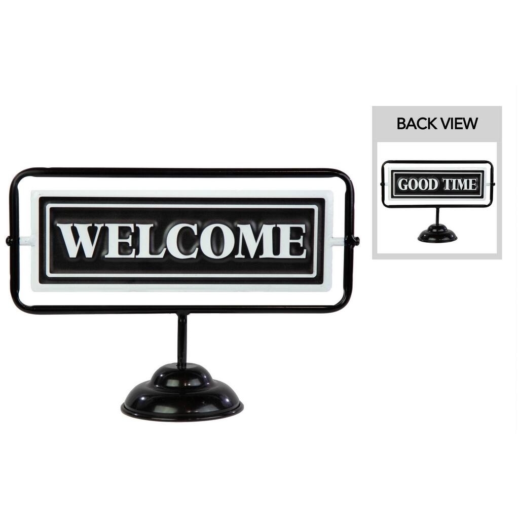 Tabletop Flip Sign with WELCOME and GOOD TIME, Black