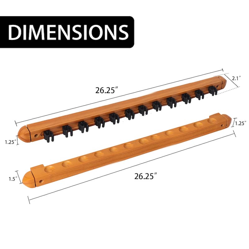 GSE™ 12Pool Cue Wall Mounting Billiard Cue Rack, 2Piece Hanging Wall Mounted Pool Cue Stick