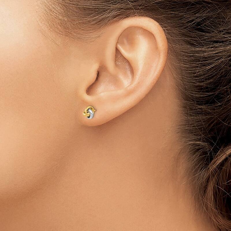 Curata 14k Two tone Gold 7mm Polished Love Knot Post Earrings