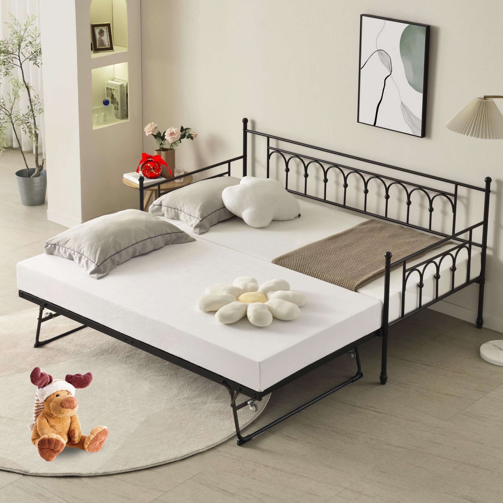 Arched Metal Day bed with Trundle Bed for Adults for Living Room Guest Room On Sale Bed Bath Beyond 37473108