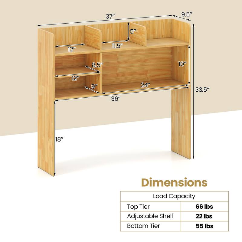 Gymax 3-Tier Desktop Bookshelf w/ 6 Shelves Desk Organizer for
