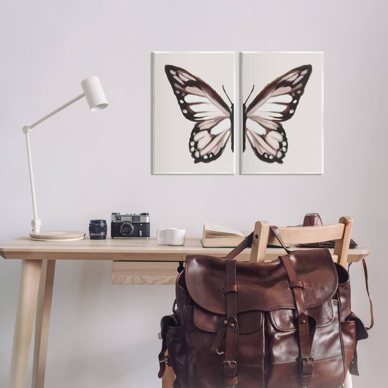 Stupell Muted Symmetrical Butterfly Wings 2 Piece Wall Plaque Art Set by House Fenway