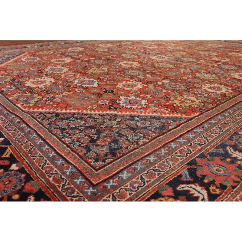 Pre-1900 Antique Sultanabad Large Rug Hand-Knotted Wool Carpet - 10'5"x 13'11"
