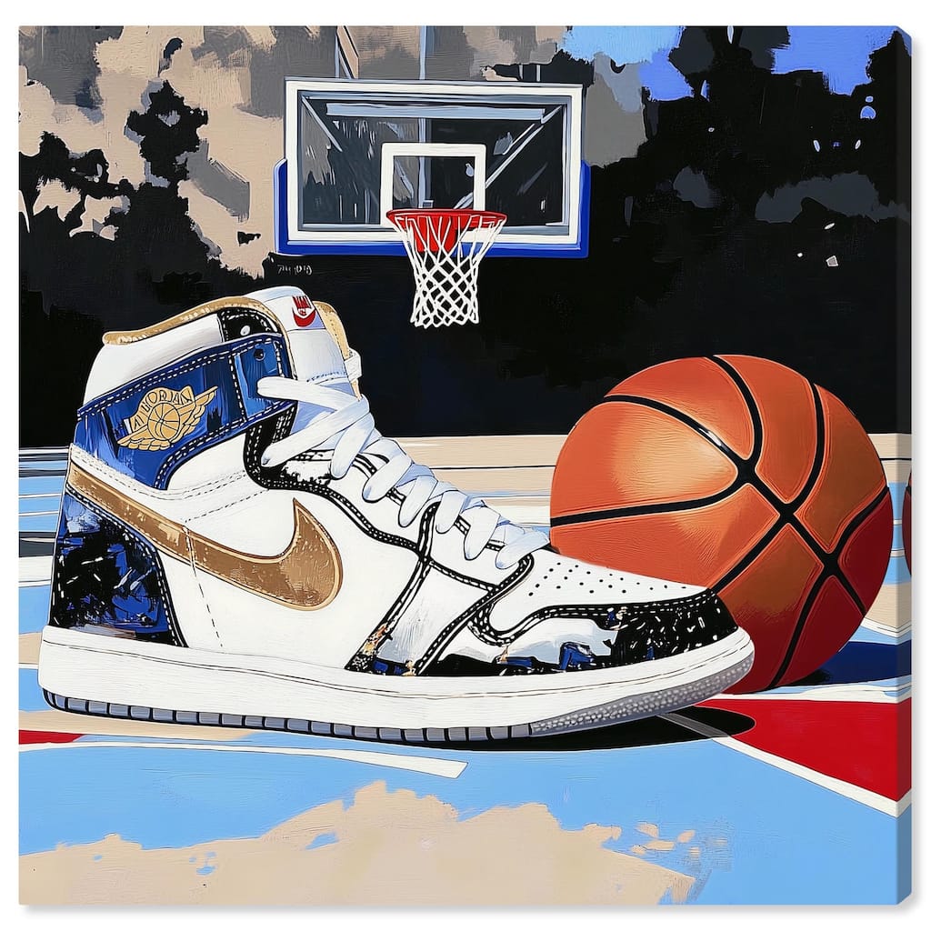 Basketball Court Blues Canvas by Art Remedy, Gallery Wrapped