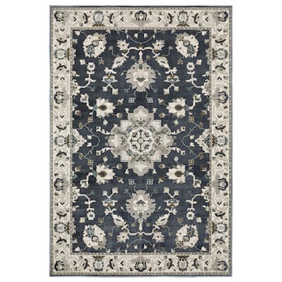 Style Haven Everly Bordered Traditional Blue/ Beige Area Rug
