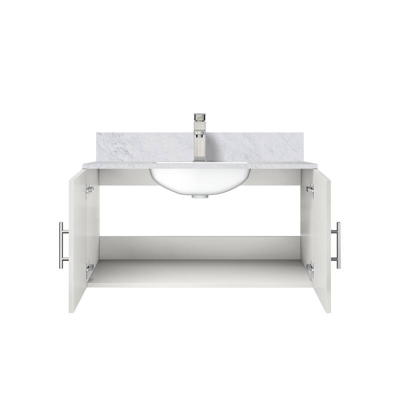 Geneva Bath Vanity Carrara Marble Top, Sink and Faucet