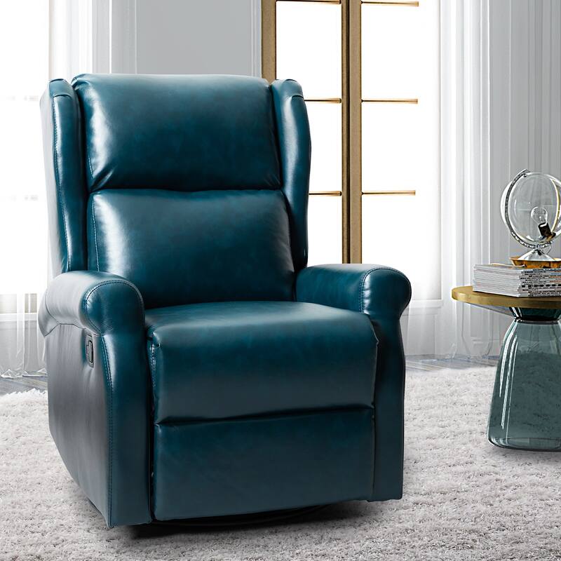 Baksoho Contemporary Faux Leather Swivel Nursery Chair with Metal Base by HULALA HOME