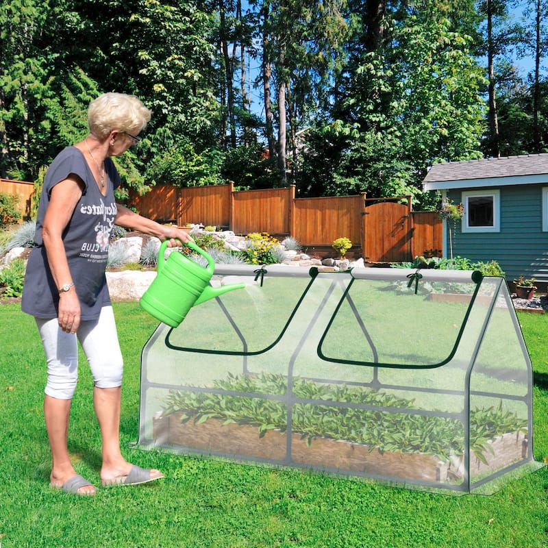 Aoodor Mini Greenhouse with 2 Zipper Doors,