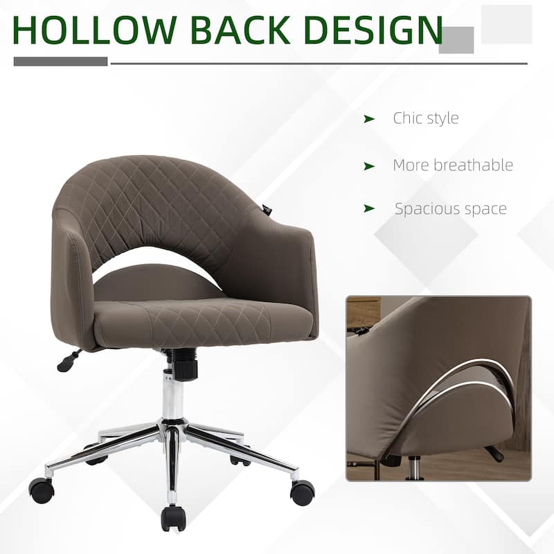 Vinsetto Mid Back Home Office Chair, Computer Desk Chair with Adjustable Height and Padded Seat, Brown - 22.75'' x 24'' x 35.5''