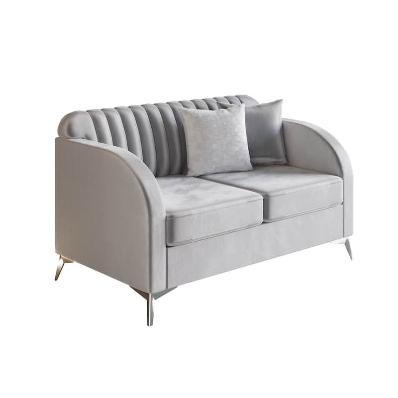 CraftPorch Vertical Channel Tufted Velvet Upholstered Sofa