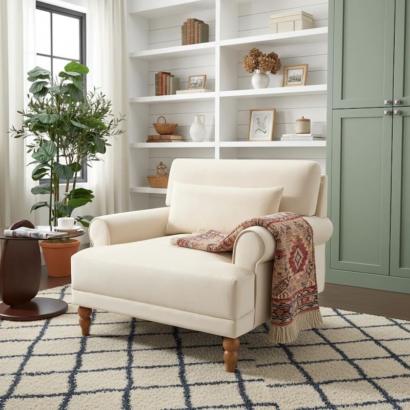 Oversized Accent Chair with Circular Armrests by Harper&Bright Designs