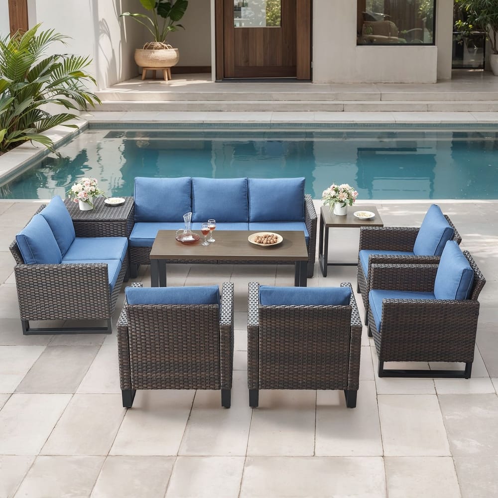 Gymojoy All-Weather Wicker Outdoor Patio Conversation Set Seating Group With Lounge Chairs