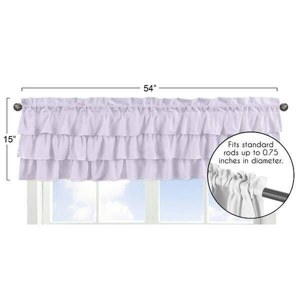 Lavender Purple Window Curtain Valance - Solid Color for Boho Shabby Chic Rose Watercolor Floral Collection Tiered Ruffled