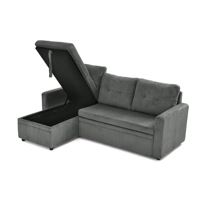 Modern Pull Out Sectional Sofa Bed Couch with Storage Chaise for Living Room