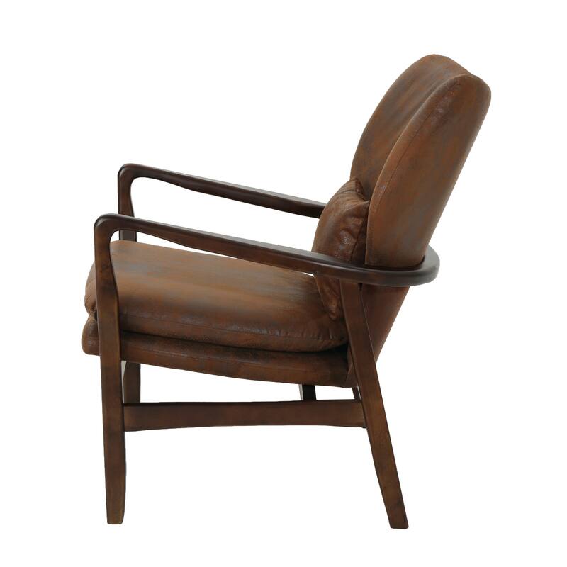 Modern 26.25" Upholstered Button Tufted Club Chair with Wood Legs for Living Room