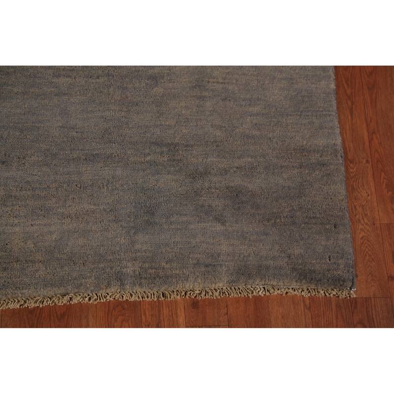 Gray Gabbeh Modern Area Rug Hand-Knotted Wool Carpet - 6'4" x 9'10"