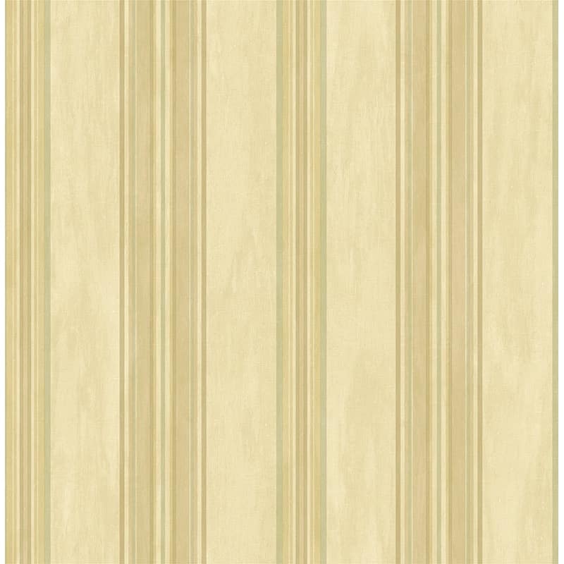 Seabrook Designs Giovo Stripes Unpasted Wallpaper - 20.5 in W x 33 ft. L - Metallic Khaki & Sea Green