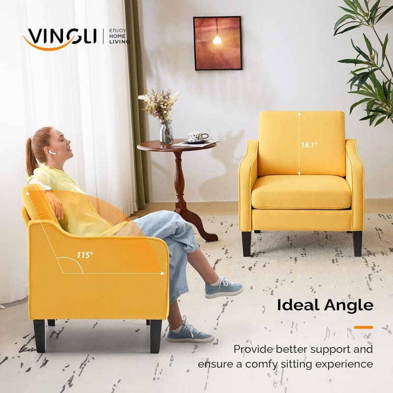 VINGLI Mid Century Modern Fabric Accent Chair
