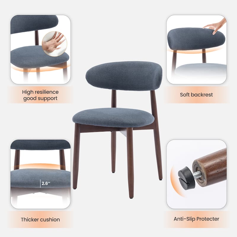 Modern Fabric Upholstered Kitchen Side Chairs, Farmhouse Dining Room Chair with Foot Pegs