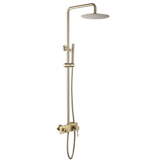 3-Function Brushed Gold Wall Mounted Shower System Kit with Slide Bar ...