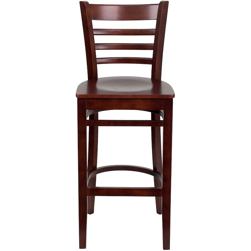 Ladder Back Wooden Restaurant Barstool - 16.75"W x 19"D x 43.75"H - 16.75"W x 19"D x 43.75"H