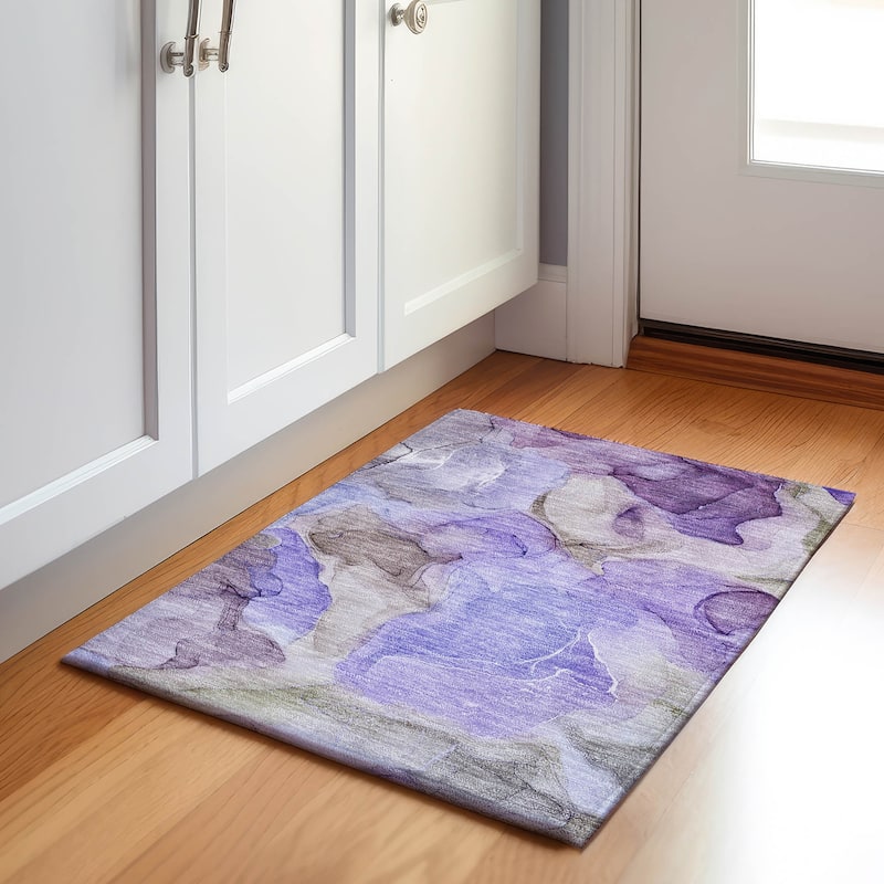 Premium Washable Super Soft Abstract Watercolor Mayfield Rug - Purple - 1' 8" x 2' 6" - Rectangle