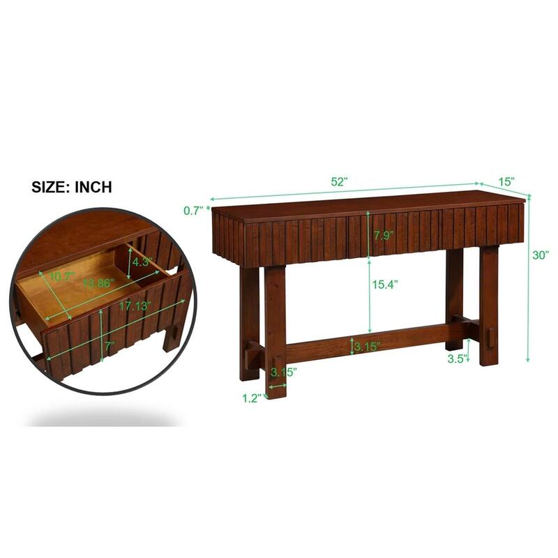 52 inch Sofa Table with Storage Drawers
