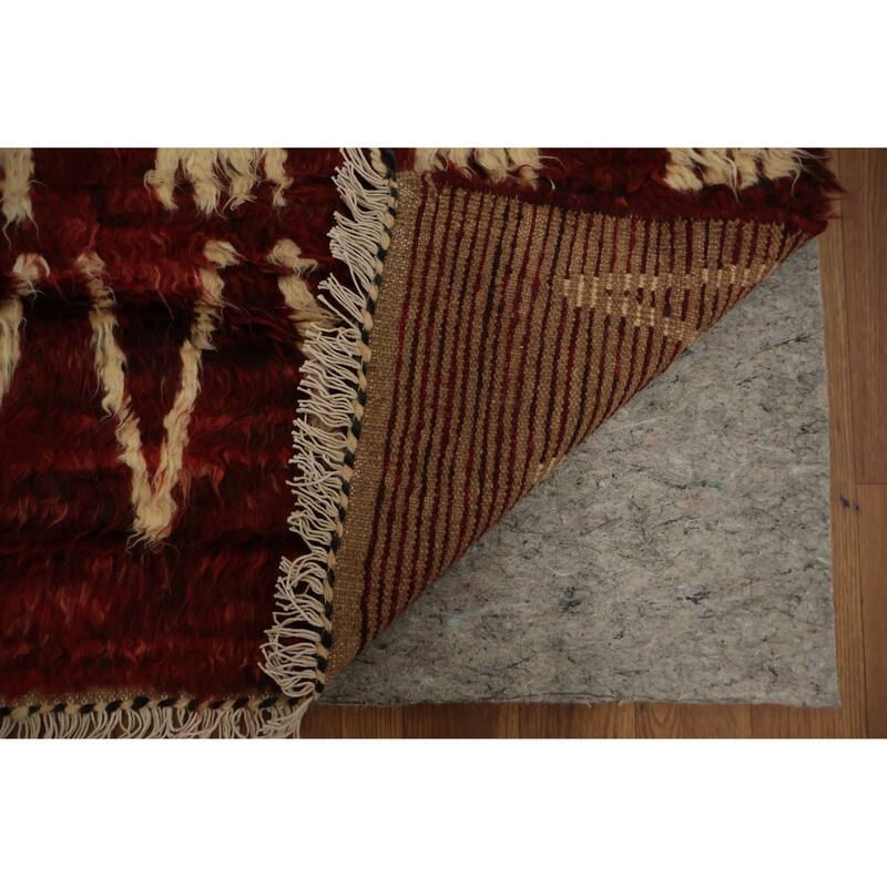 Hand Knotted Oriental 100% Wool Carpet Modern Tribal Beige & Ivories Moroccan Area Rug - 9' 2'' X 6' 0''