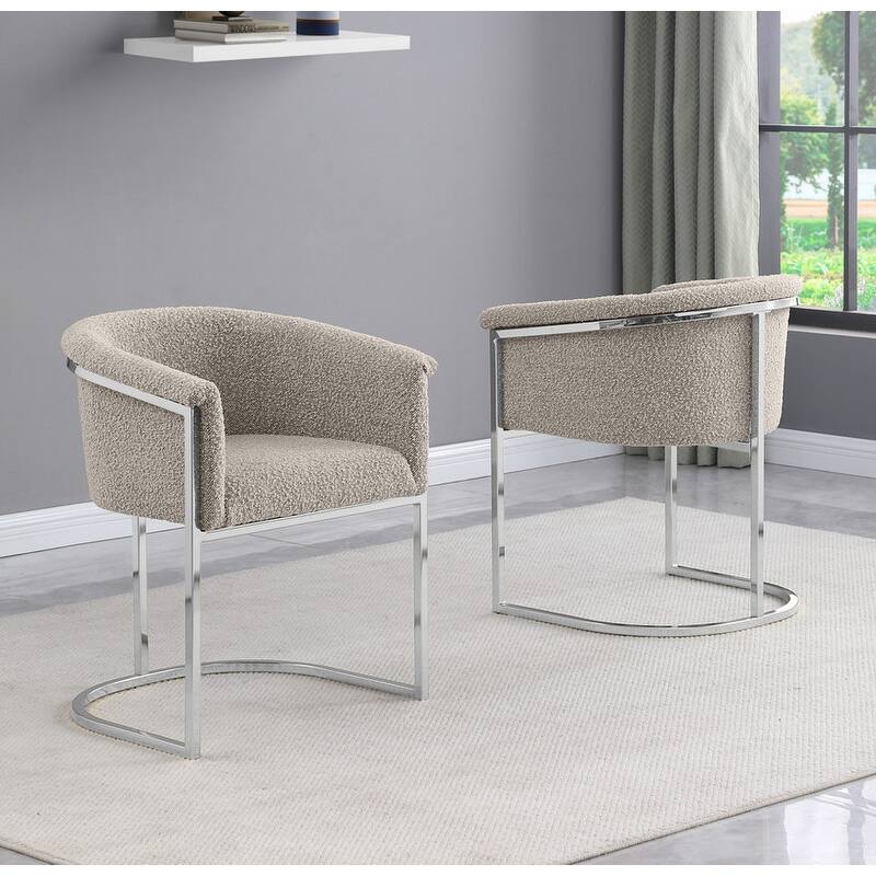 Best Quality Furniture Boucle Fabric Dining Chairs (Set of 2) - Gray-Chairs