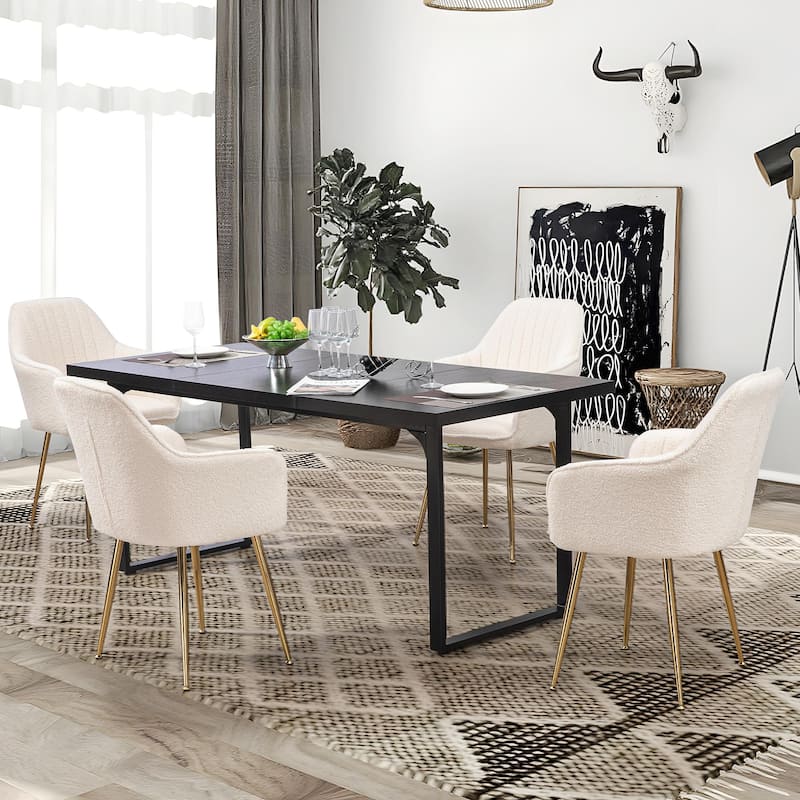 AVAWING Upholstered Velvet Dining Chairs Accent Arm Chairs Set of 4