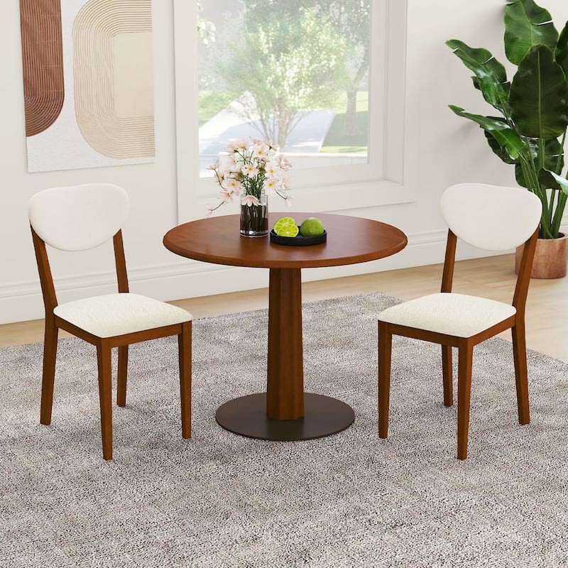 Gymax Sherpa Dining Chairs Set of 4 w/Rubber Wood Legs Padded Seat &