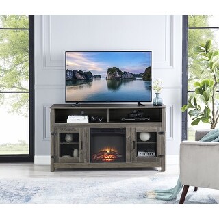2-In-1 Fireplace TV Stand w/ Adjustable Shelving Media Cabinets - 16 ...