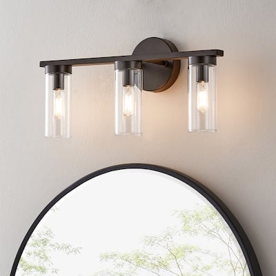 KAWOTI Modern Dimmable Bathroom Vanity Light with Clear Cylinder Glass